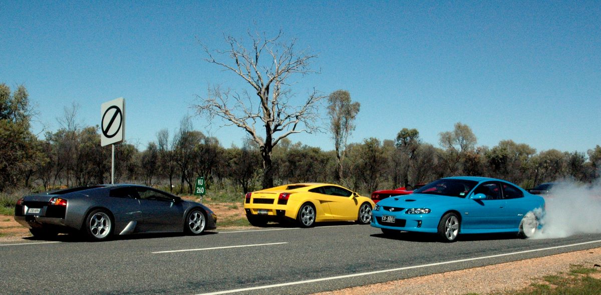 Holden Monaro proving he's better than the crappy Lamborghinis the Aussie