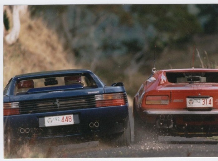 Ferrari Testarossa vs Pantera at Targa Tasmania