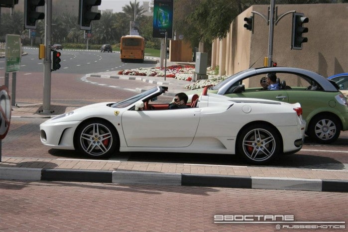 Ferrari F430 Spider A Profile Left white Exotics In Dubai 98octane