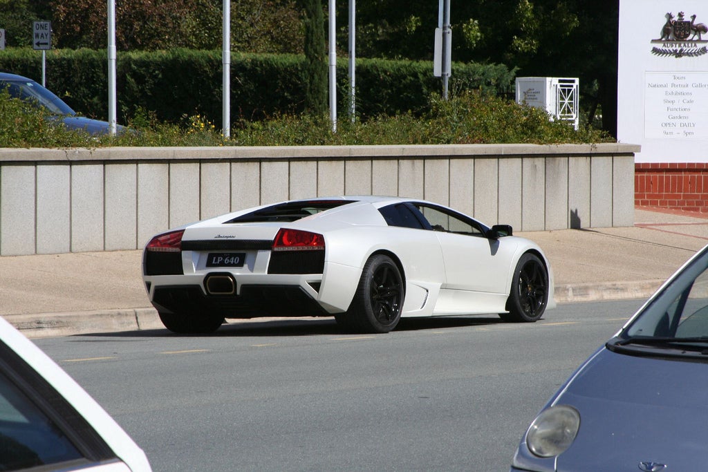 White Lamborghini LP640 Public