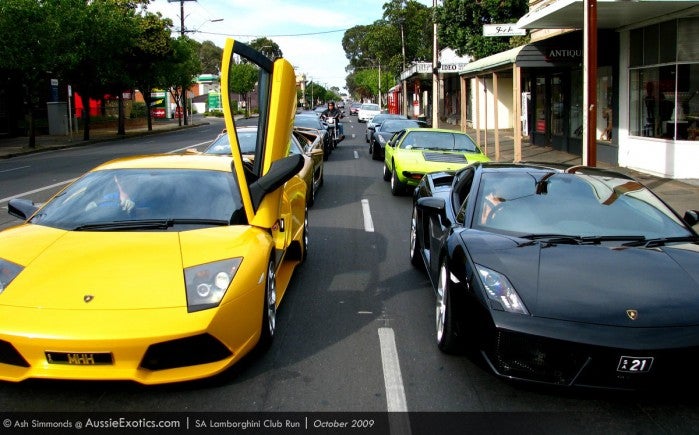 Lamborghinis at the traffic lights